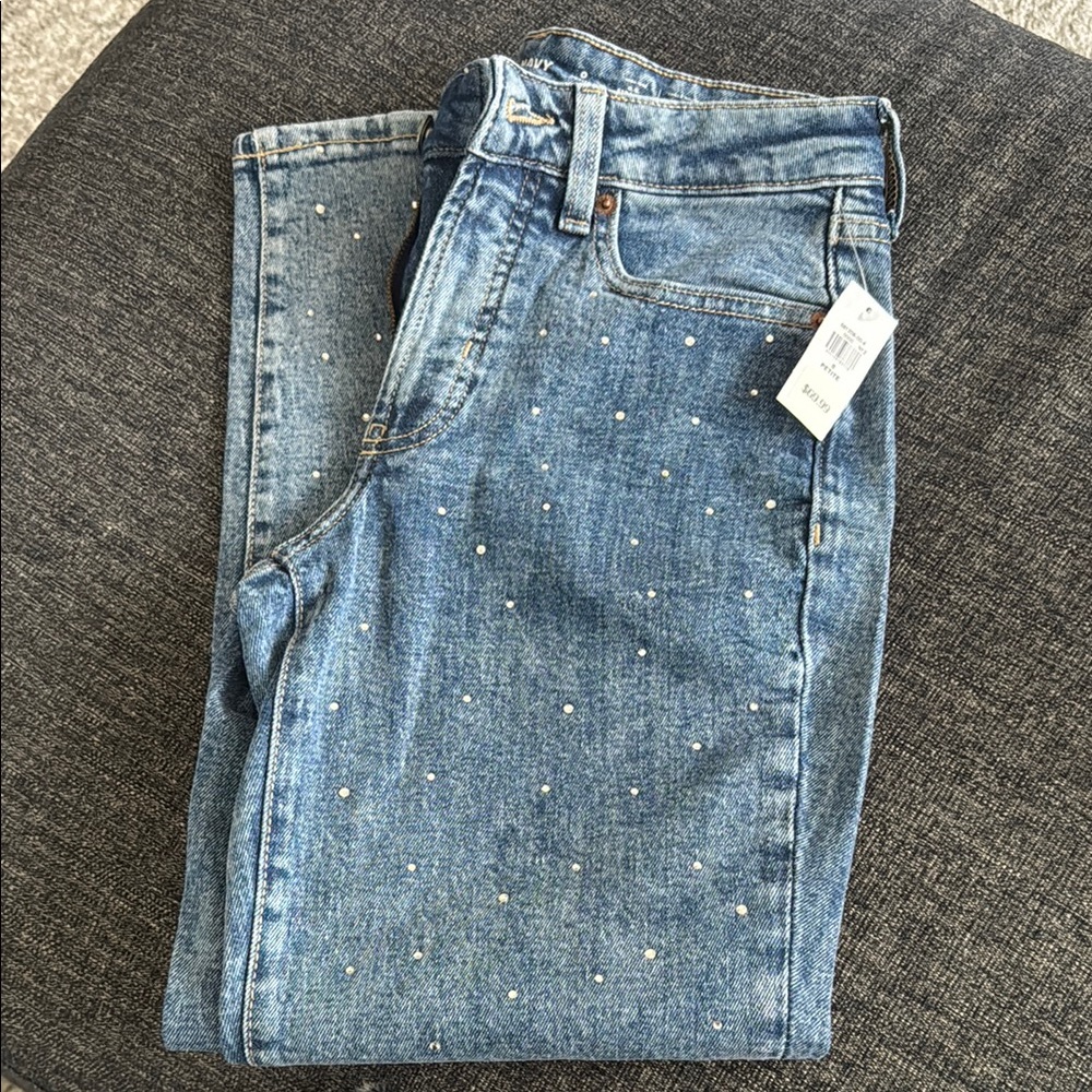 Women's Blue Petite Jeans with Embellishments
